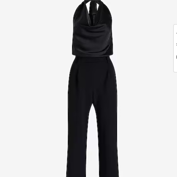 Satin Tie Halter Cowl Neck Wide Leg Jumpsuit - Picture 2 of 11